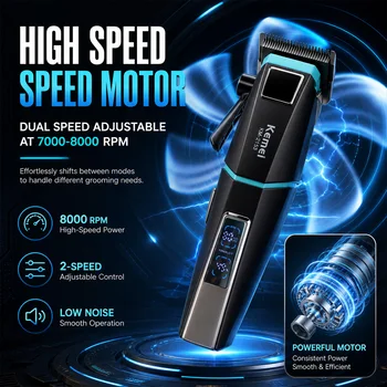 Alternative view of Kemei KM-2153 Men's Hair Clipper Fade Blade LED Display 8000RPM 2000mAh 2-Speed 5W DC Motor Professional Hair Cutting Machine