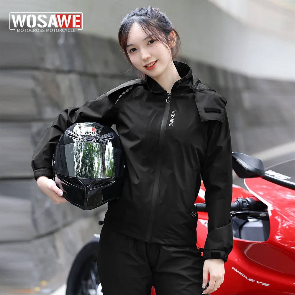 

WOSAWE Motorcycle Raincoat Jacket Women Rain Cover Clothing Windproof Waterproof Raincoat For Motorcyclist Hiking Camping