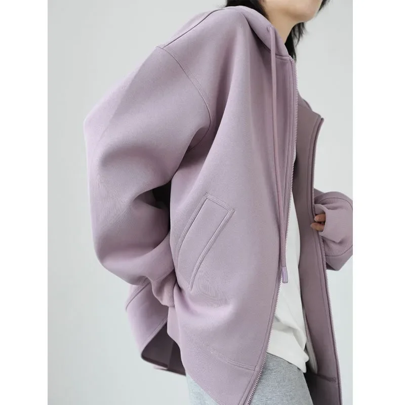 

Fashion Hooded Silhouette Thick Sweater Zipper Cardigan Jacket Women's Mid-length Autumn and Winter Women's Coat
