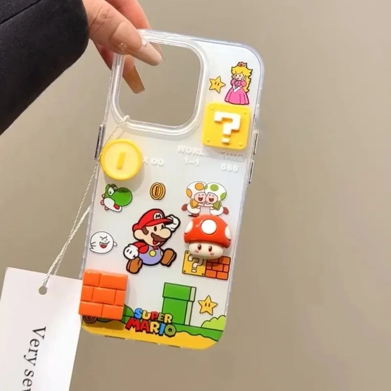 funda de teléfono con diseño de anime mario, estilo bloques, dibujos animados en 3d, para iphone 17, 16, 15 pro max, combinación de colores encantadora, regalo navideño Funda de Teléfono con Diseño de Anime Mario, Estilo Bloques, Dibujos Animados en 3D, para iPhone 17, 16, 15 Pro Max, Combinación de Colores Encantadora, Regalo Navideño 5