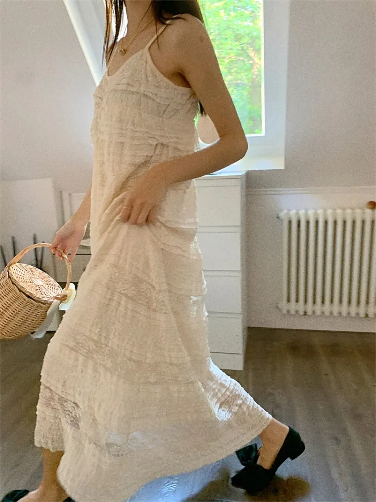 

Платье женское кружевное на бретельках, длинное приталенное пляжное, в стиле пэчворк, 2 цвета, Sy4225