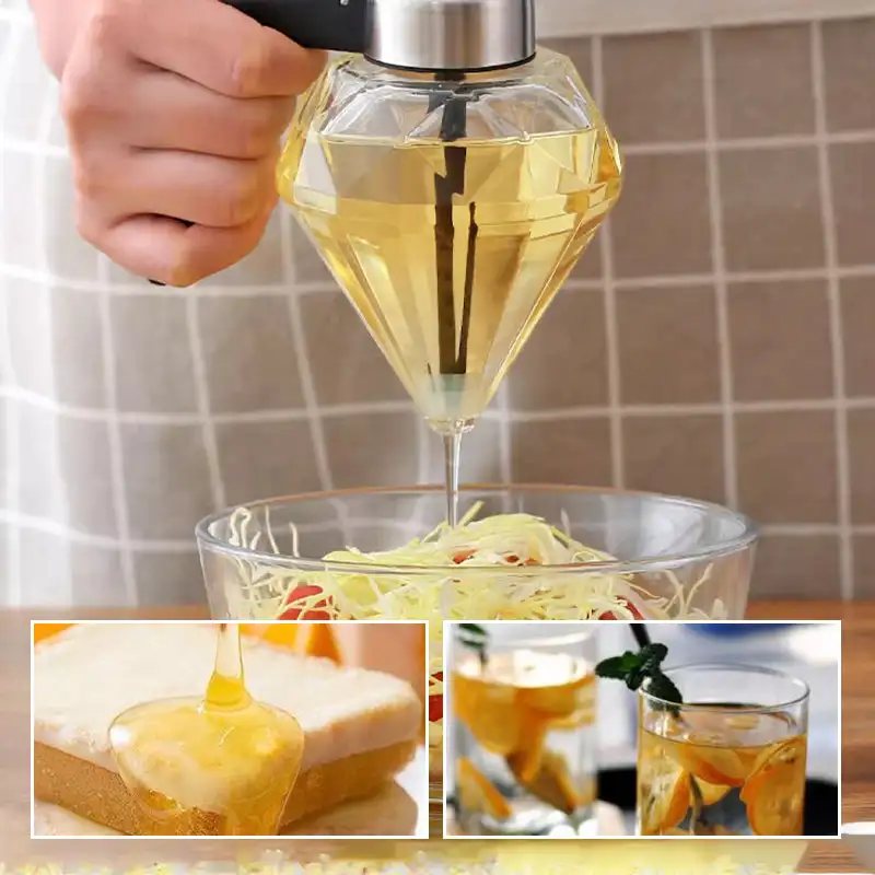 Juice Syrup Cup Squeeze Bottle Storage Pot Stand Holder Bee Drip Dispenser Kettle Honey Jar Container Kitchen Accessories 3