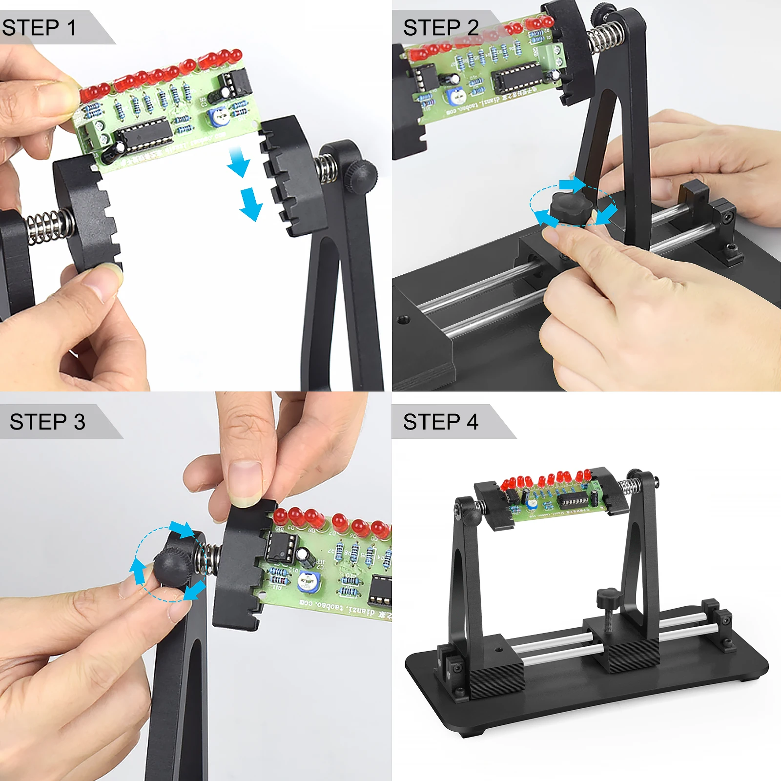 NEWACALOX Movable PCB Clamp 360&deg; Rotated Circuit Board Holder Magnetic Base Third Helping Hand Fixture Soldering Welding Tool