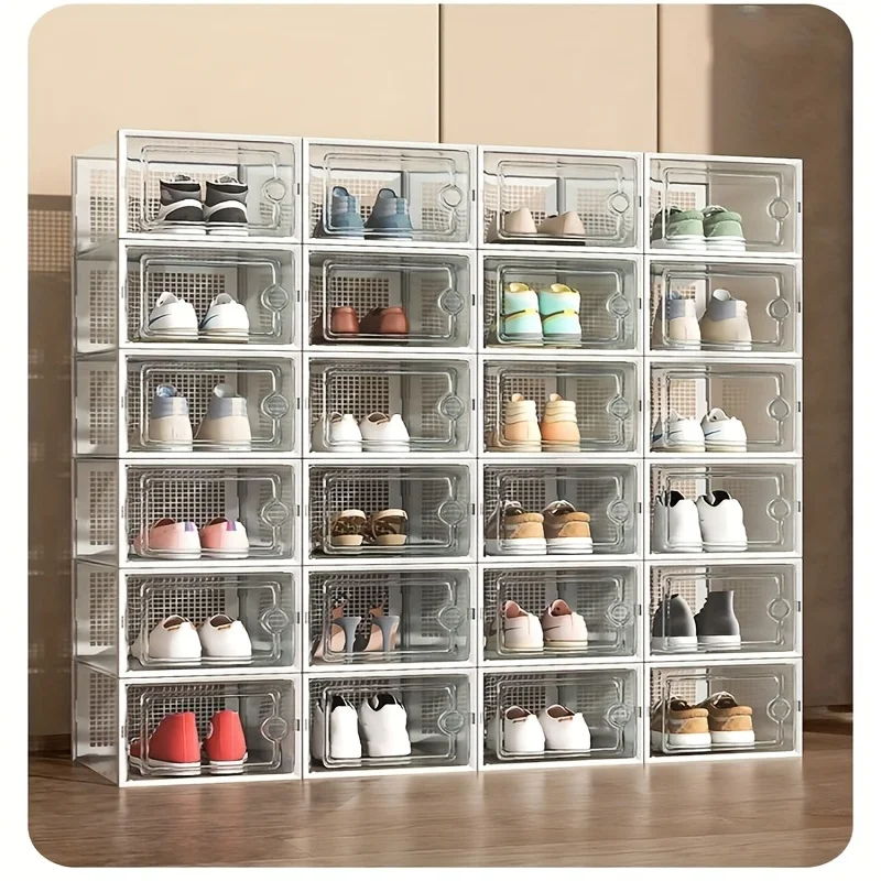 Modular Transparent Shoe Box Stackable Storage Solution