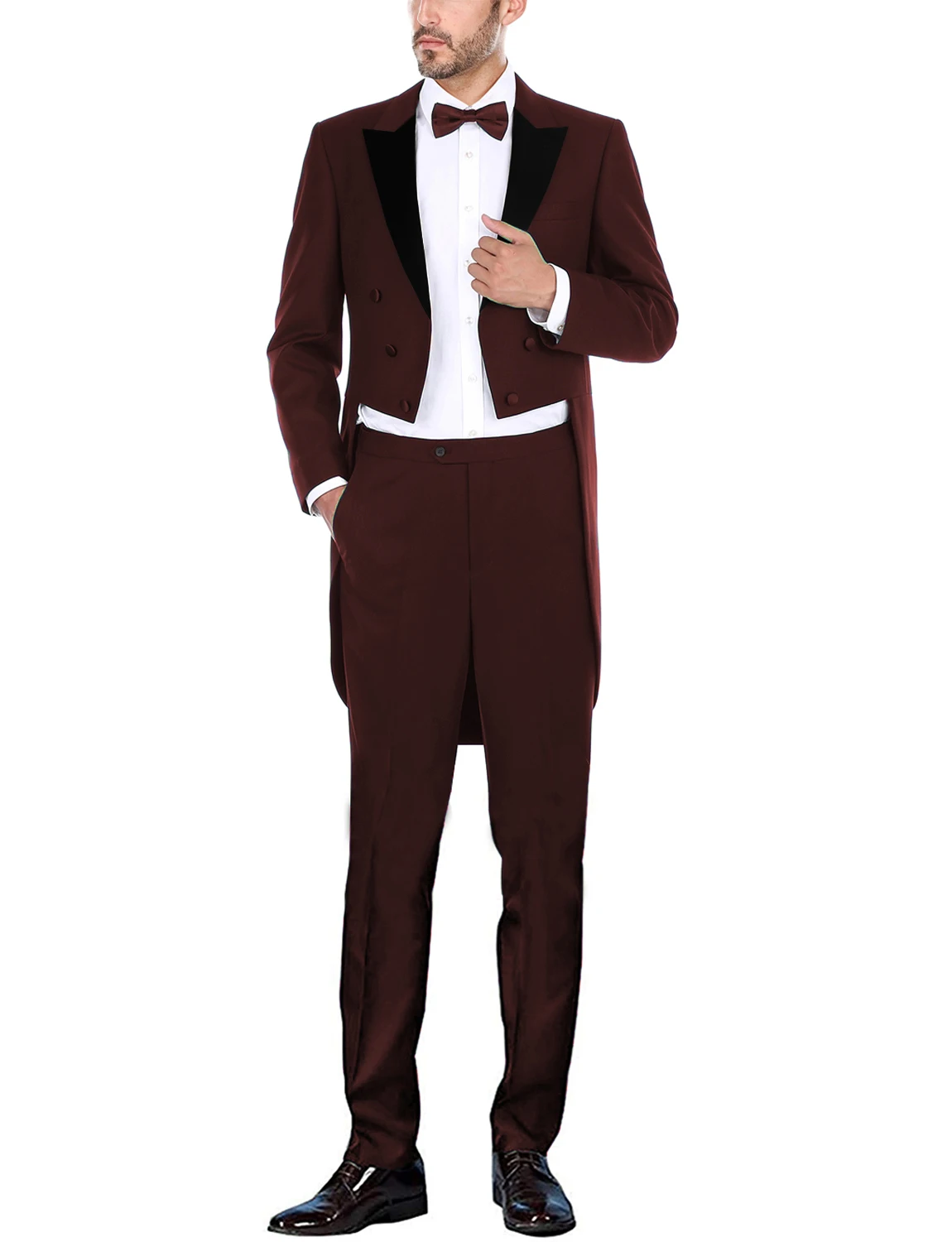 Description Picture 6 of itemClassic Men Suits Solid Long Tailcoat Wedding Groom Tuxedos Morning Dinner Groomsmen Fromal Party Suits 2 Pieces Blazer Pants