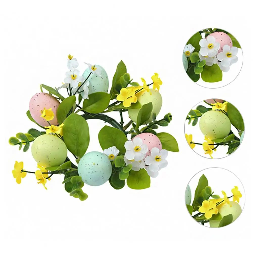 18/21/24cm Easter Egg Candle Rings Wreath Artificial Candle Holder Mini Wreath Spring Egg Candle Ring For Home Office Decors