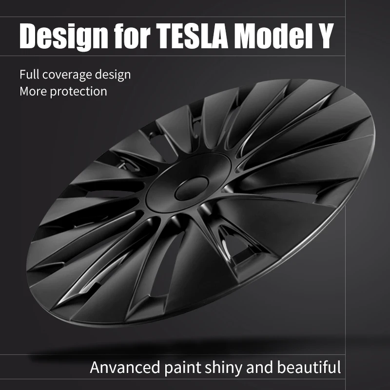 4PCS Design for TESLA Model Y 19 Inches Wheel Hub Caps Vehicle Full Coverage
