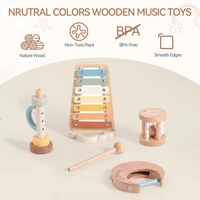 Wooden Montessori Musical Instruments Baby Music Enlightenment Educational Toys Newborn Xylophone Suona Rattle Ringing Toy Gift 2