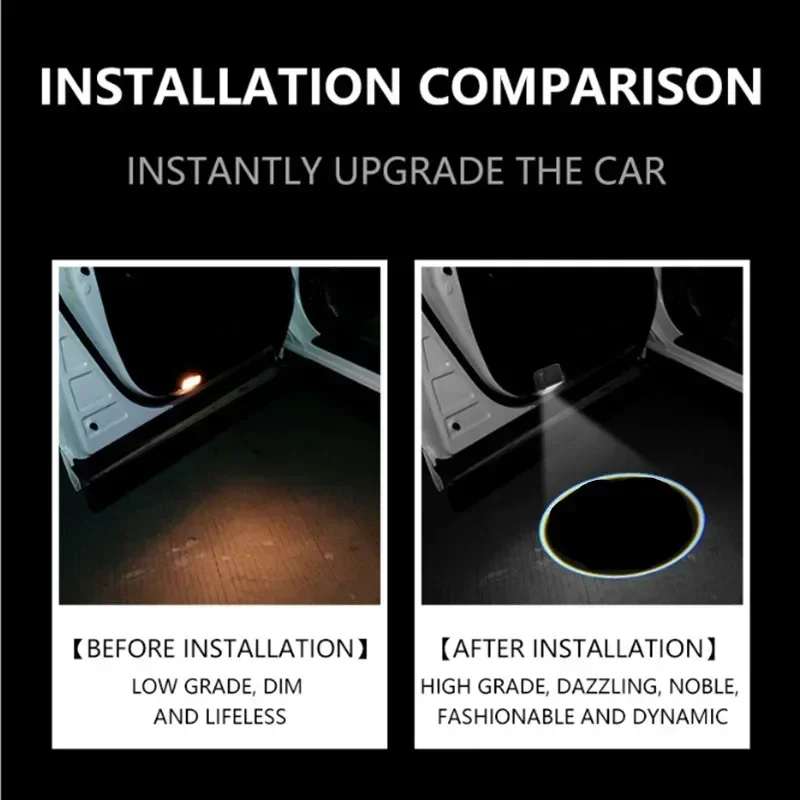 2pcs Car Door Projector Lamps LED Shadow Lights Car Accessories For Universal vehicle models Wireless Courtesy