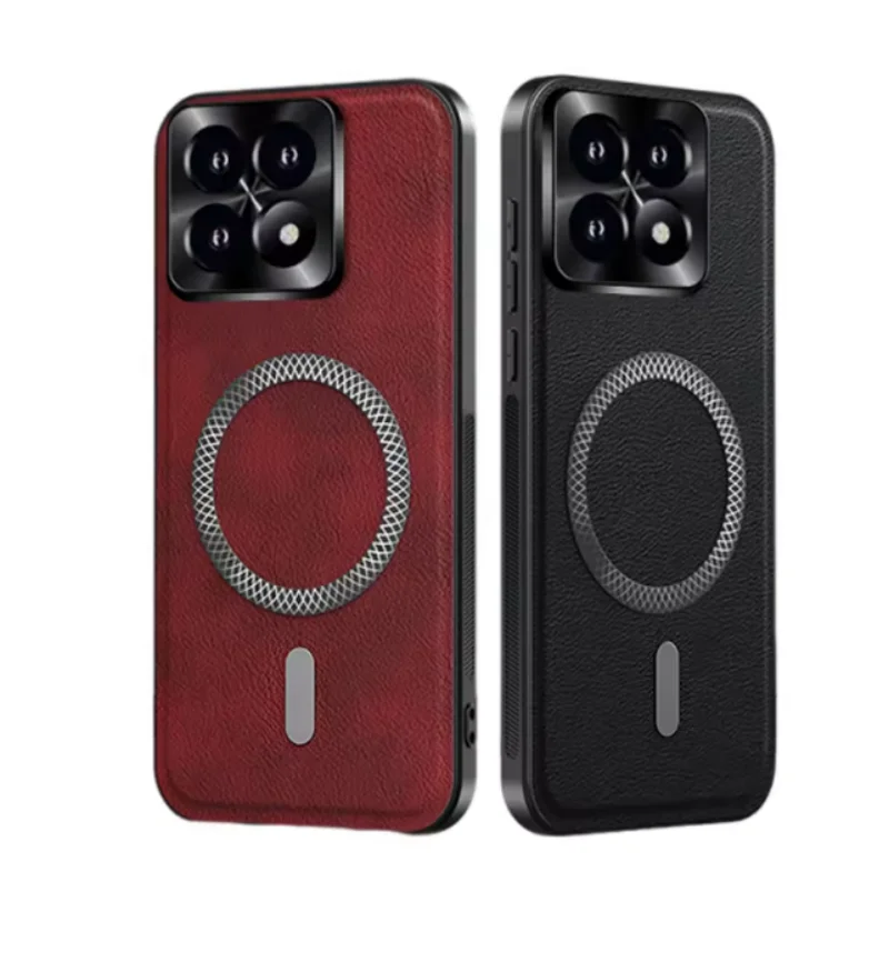 Vintage Leather Wireless Charging Magnetic Ring Case Cover