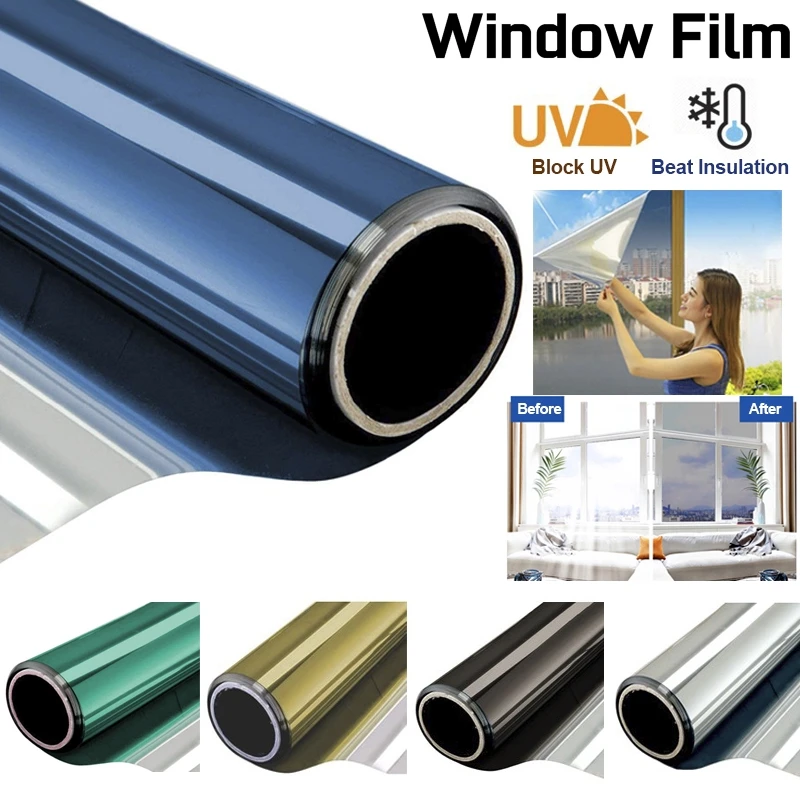 

Silver Sunscreen Window Film Vinyl Self-Adhesive One Way Mirror Drop-Shipping Daytime Private 70-95cm Glass Sticker