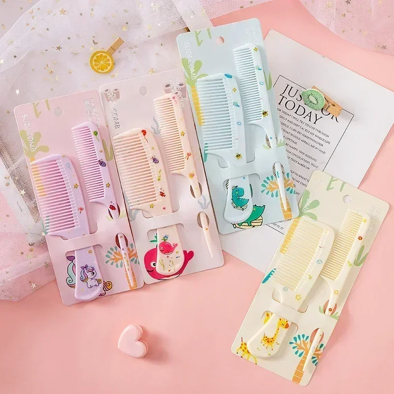 Hair Comb Set 2pcs/set Children Comb Cute Cartoon Anti-static Hair Dressing Curly Portable Travel Comb Hair Care