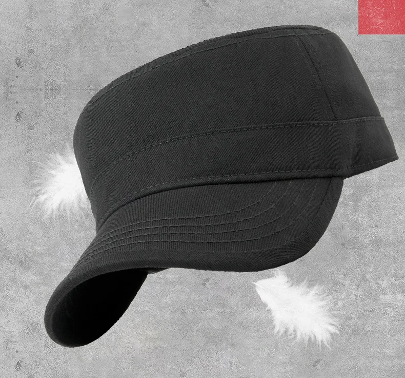 58 60 62 cm Retro-Baseballmütze für Herren, Flat-Top-Kadettenkappe, Damen, einfarbig, Schwarz, Alltagskleidung, Visier, große Größe, Outdoor-Sonnenkappe, verstellbar – Detail 9