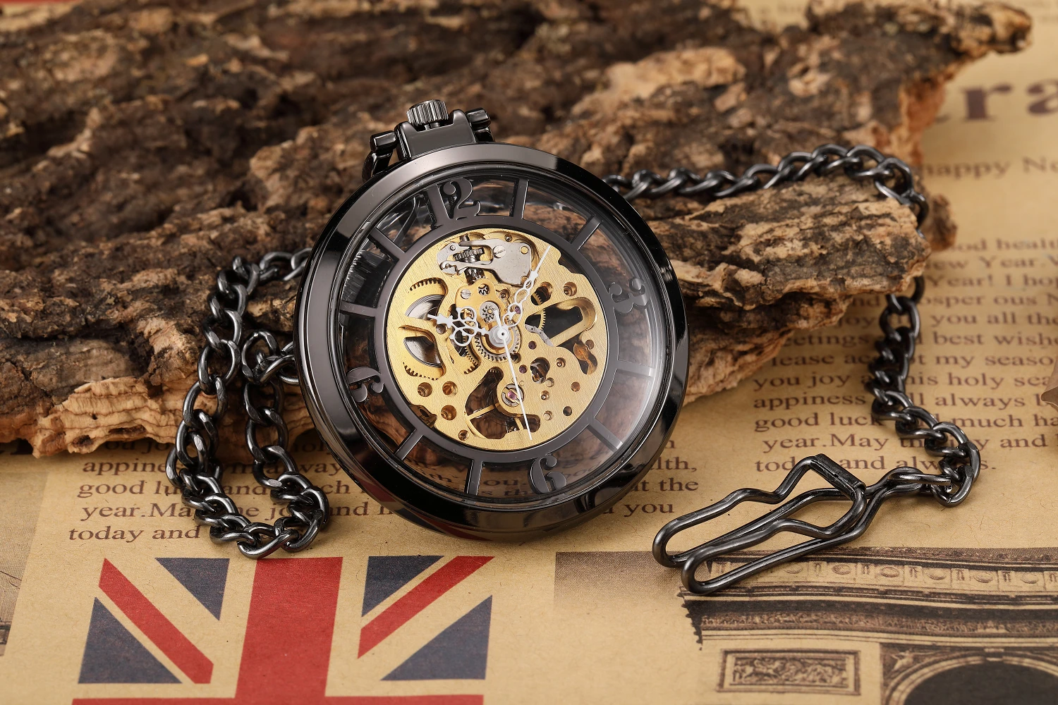 Luxury Automatic Mechanical Pocket Watch Vintage Hand-WInd Steampunk Men Watches Roman Numerals Clock With Chain Reloj Hombre