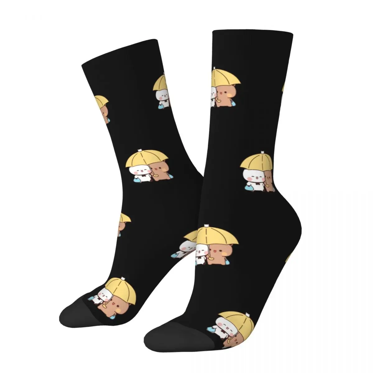 

Retro Peach And Goma Mochi Funny Couple Cat Soccer Socks Polyester Middle Tube Socks for Unisex