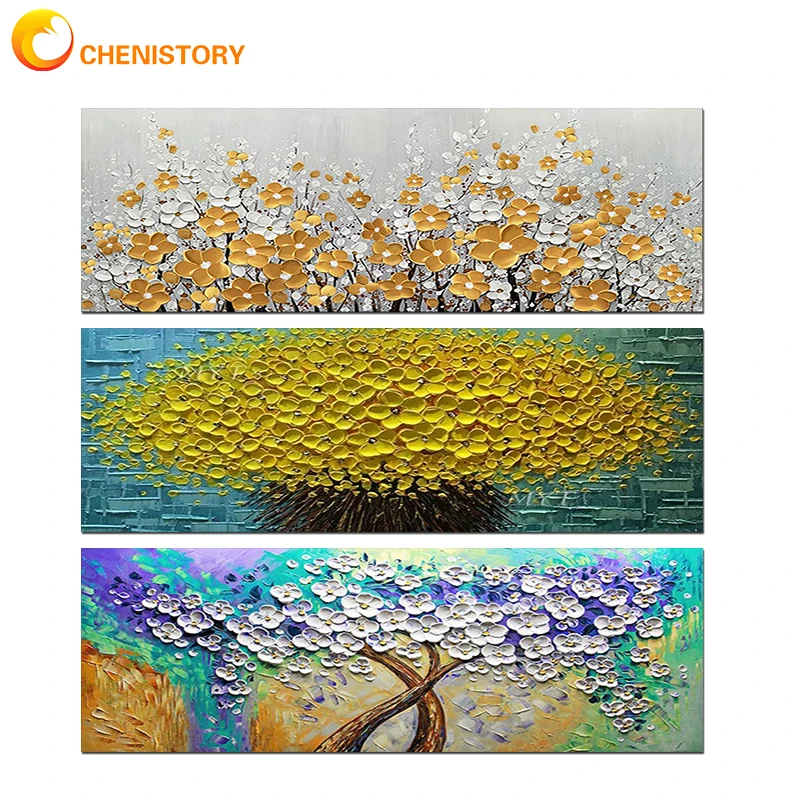 CHENISTORY Oil Paint By Numbers Adult With Frame Floral Kit Landscape Diy  HandPainted Coloring Painted Art Picture For Home Deco - AliExpress