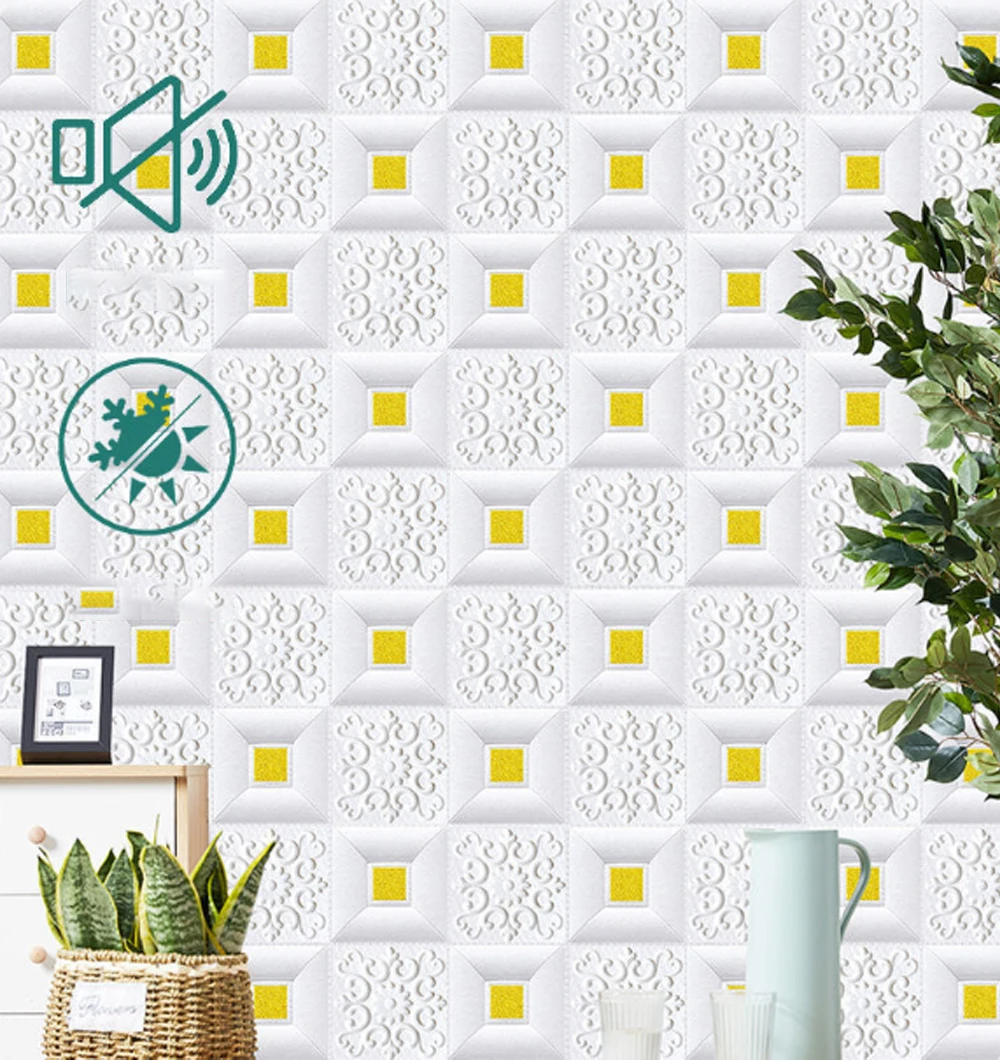 70cmx1m/2m/3m/5m/10m Waterproof 3D Stereo Wall Sticker Ceiling Bedroom Living Room Self-adhesive Background Decoration Wallpaper 6