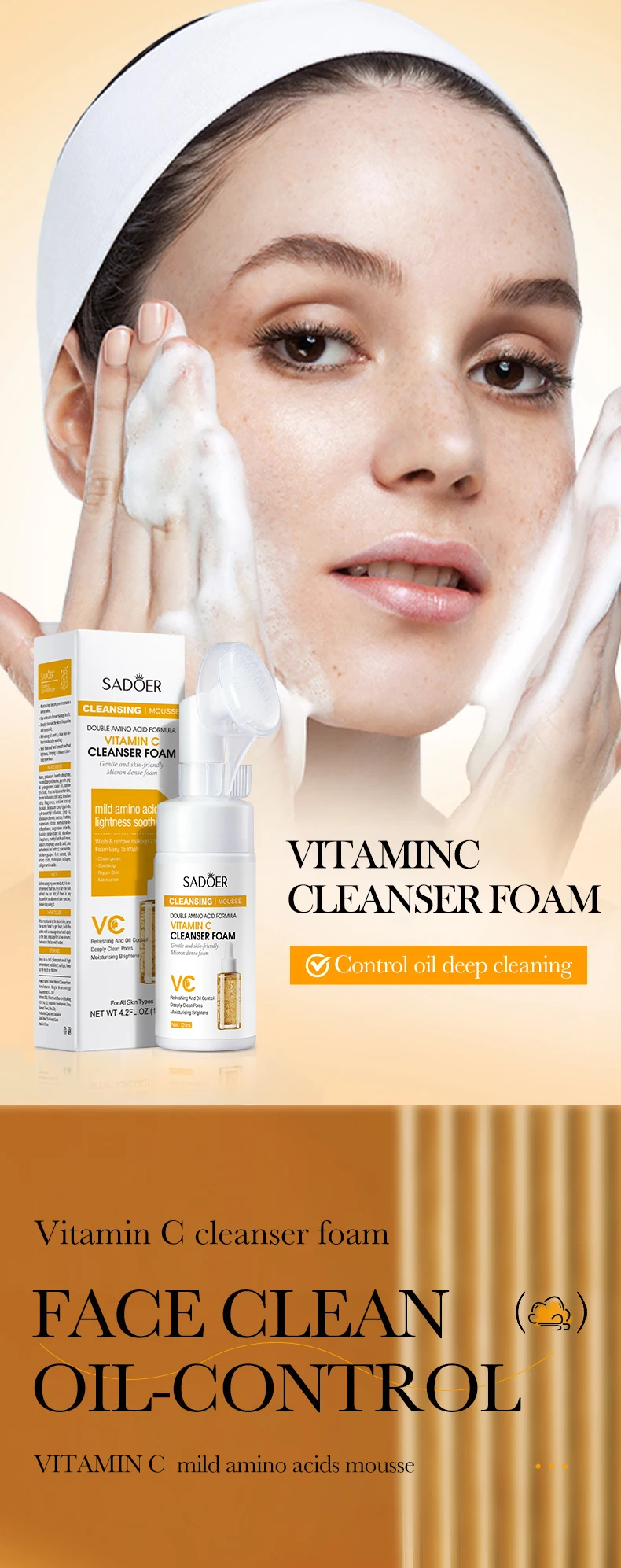 Saoder Vitamin C Face Wash Foam Cleansing Mousse For Bright Skin_voghion.com