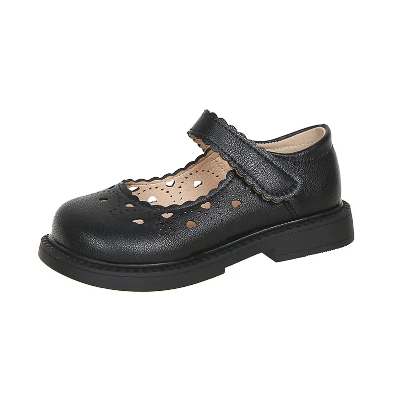 Girls Sweet Leather Shoes 2025 Spring Autumn Fashion Kids Mary Janes with Cut-outs Heart Princess Children Dress Shoes Soft Chic 5