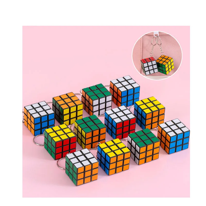 12/24/48/60 PCS 3x3x3cm 어린이를위한 미니 크리 에이 티브 매직 큐브 교육 장난감 게스트 패션 펜던트를위한 키 체인 파티 선물