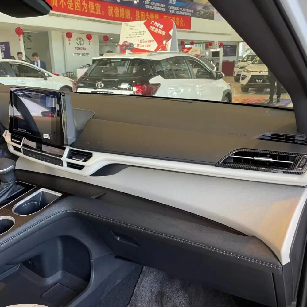 

For Toyota Sienna 2021 2022 Carbon Fiber Car Center Control Panel Trim Dashboard Protective Cover Strips Accessories