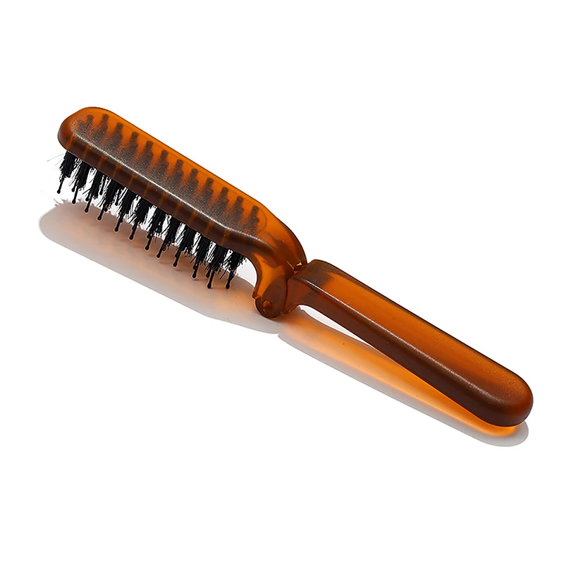 

Boar Bristle Hair Brush Amber Foldable Portable Comb Pocket Collapsible Travel Massager Styling Tool Salon Men Women Gift