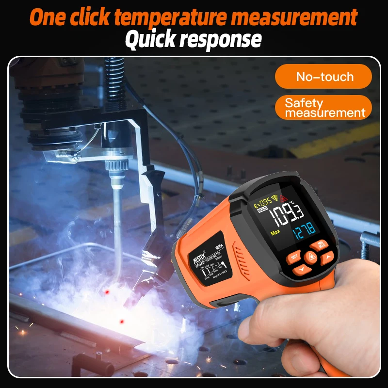 High-Temperature Digital Infrared Thermometer with Color LCD and Light Alarm