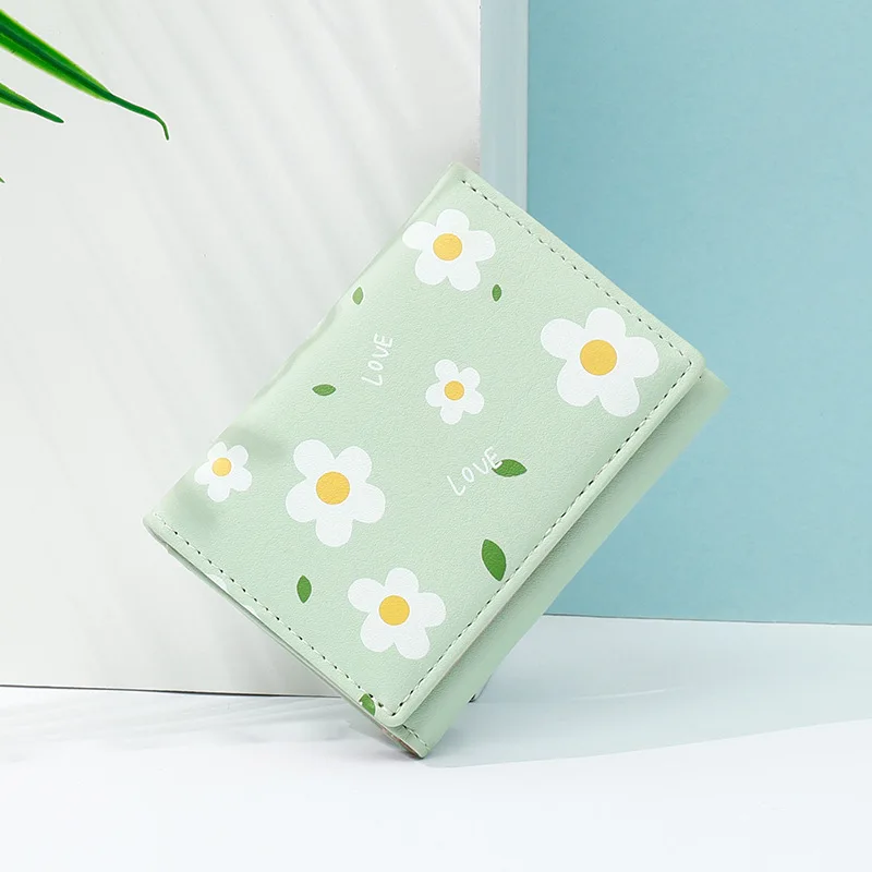 Printed PU Cute Wallet Women Short 3-fold Fashion Korean Purses Wallets Multifunctional Business ID Credit Card Holder | Багаж и сумки