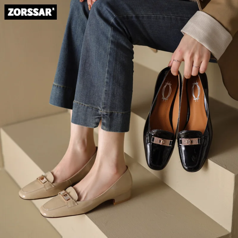 

New Large size Women Pumps Patent leather High Heels Shoes Fashion Office Shoes Low heel Party Shoes Female Comfort Women Heels