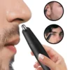 High-quality, efficient, and gentle portable black USB rechargeable mini nose hair trimmer for men. Remove unwanted hair easily  1
