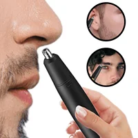 High-quality, efficient, and gentle portable black USB rechargeable mini nose hair trimmer for men. Remove unwanted hair easily  1