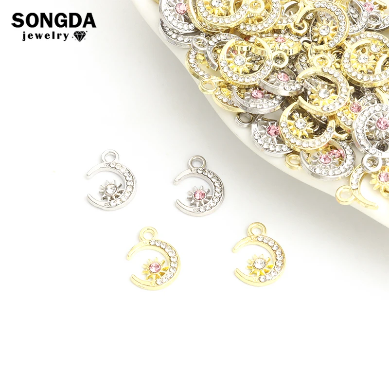 

20pcs Moon Star Sun Crystal Charms Silver Gold Color Plated Alloy Rhinestone Pendant DIY Boho Jewelry Necklace Earrings Supplies