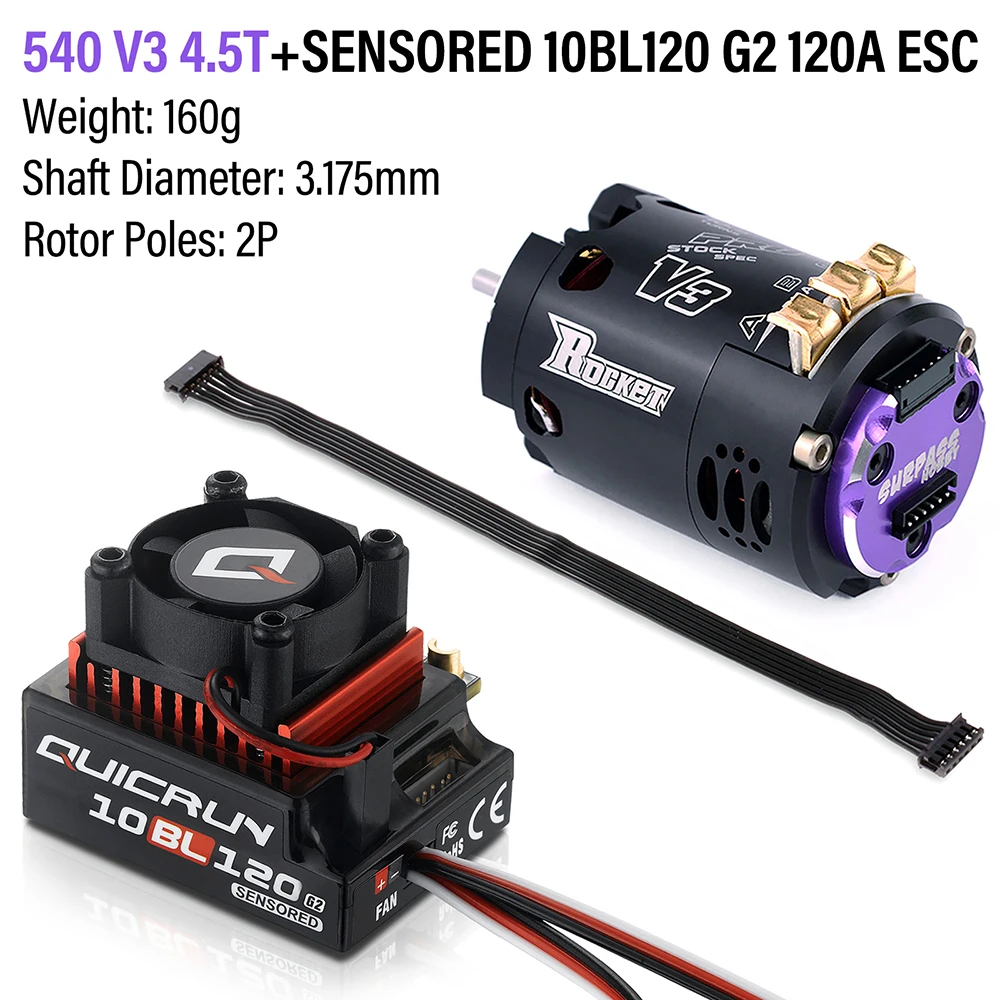 Moteur Classic Brushless sans Balais Sensored Pro Stock Spec 540 10.5T Capteurs