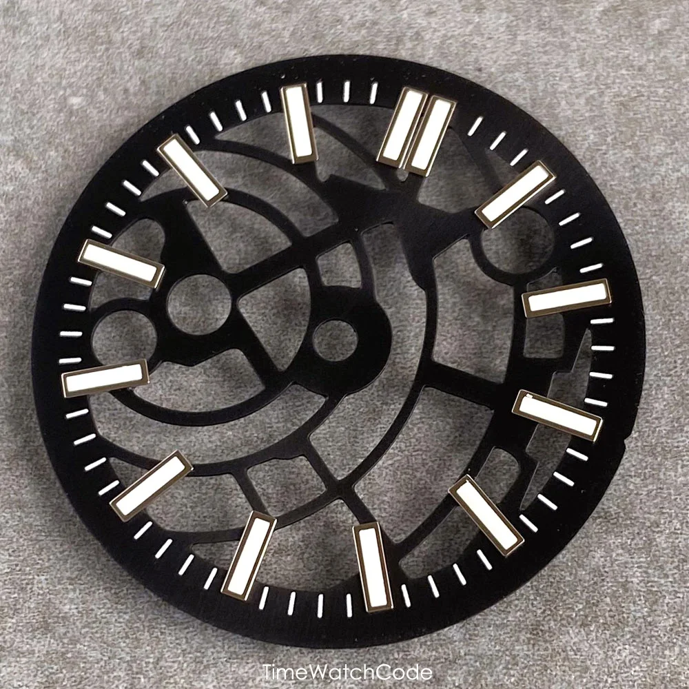 Skeleton Watch Dial with Metallic & Luminous Indices - 29mm
