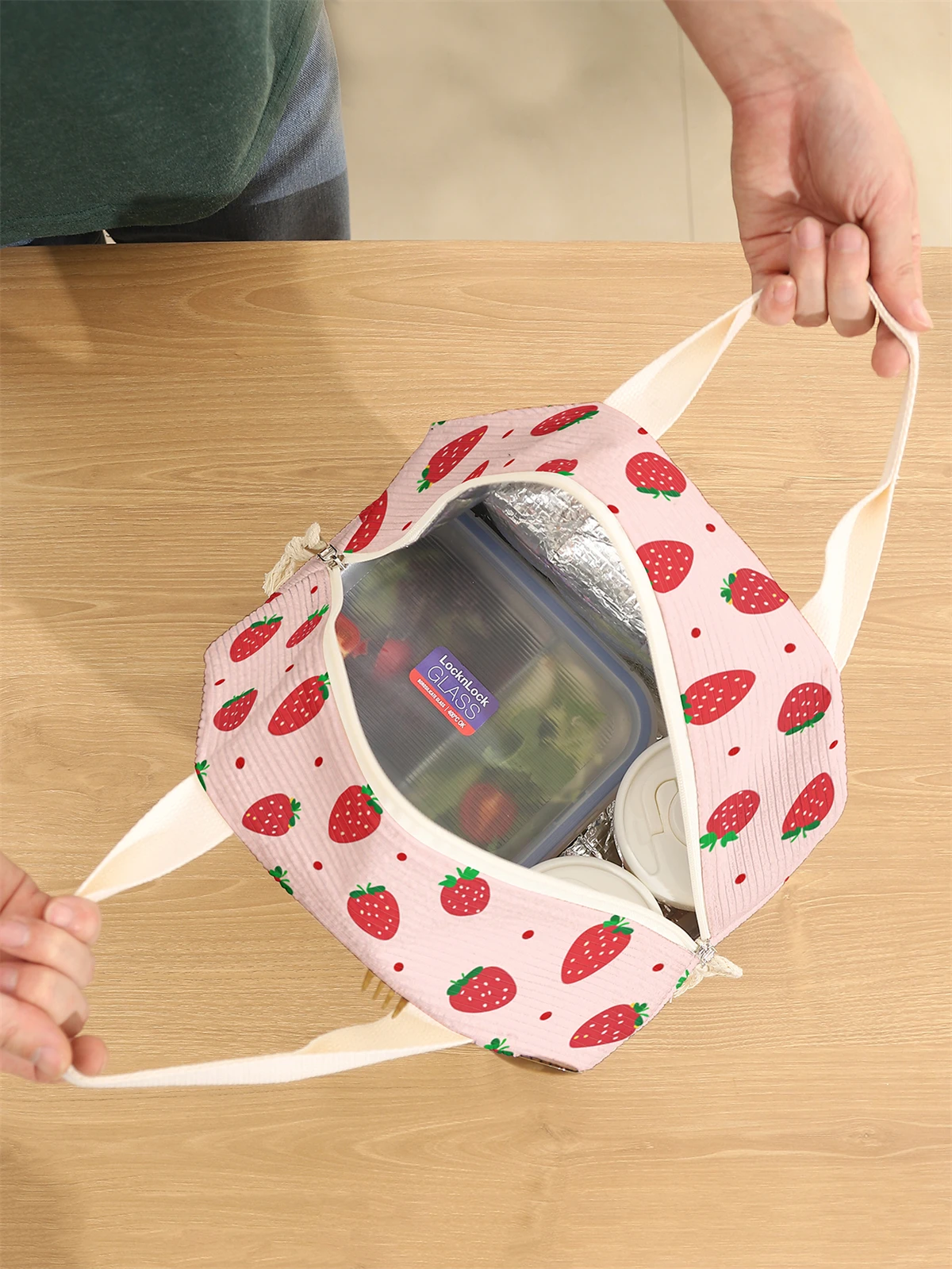 1pc- insulated lunch box bag thickened student portable lunch bag