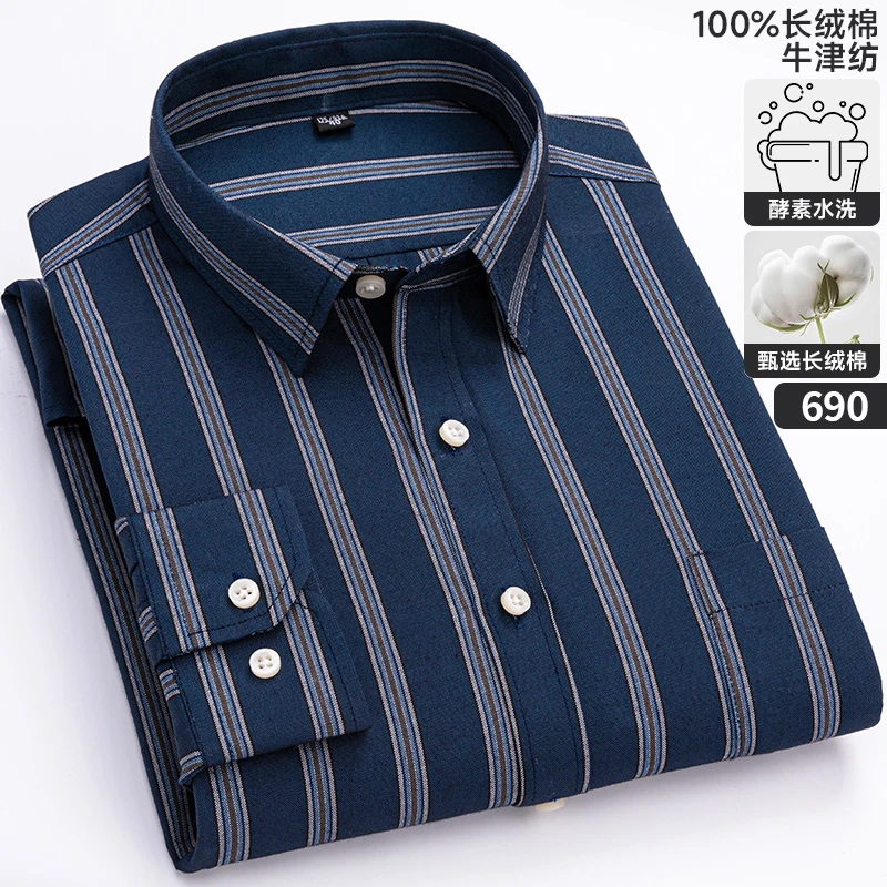 Herren Langarm Oxford Plaid Striped Casual Shirt Front Patch Brust Tasche Regelmäßige-fit Taste-unten Kragen starke Arbeit Shirts – Detail 24