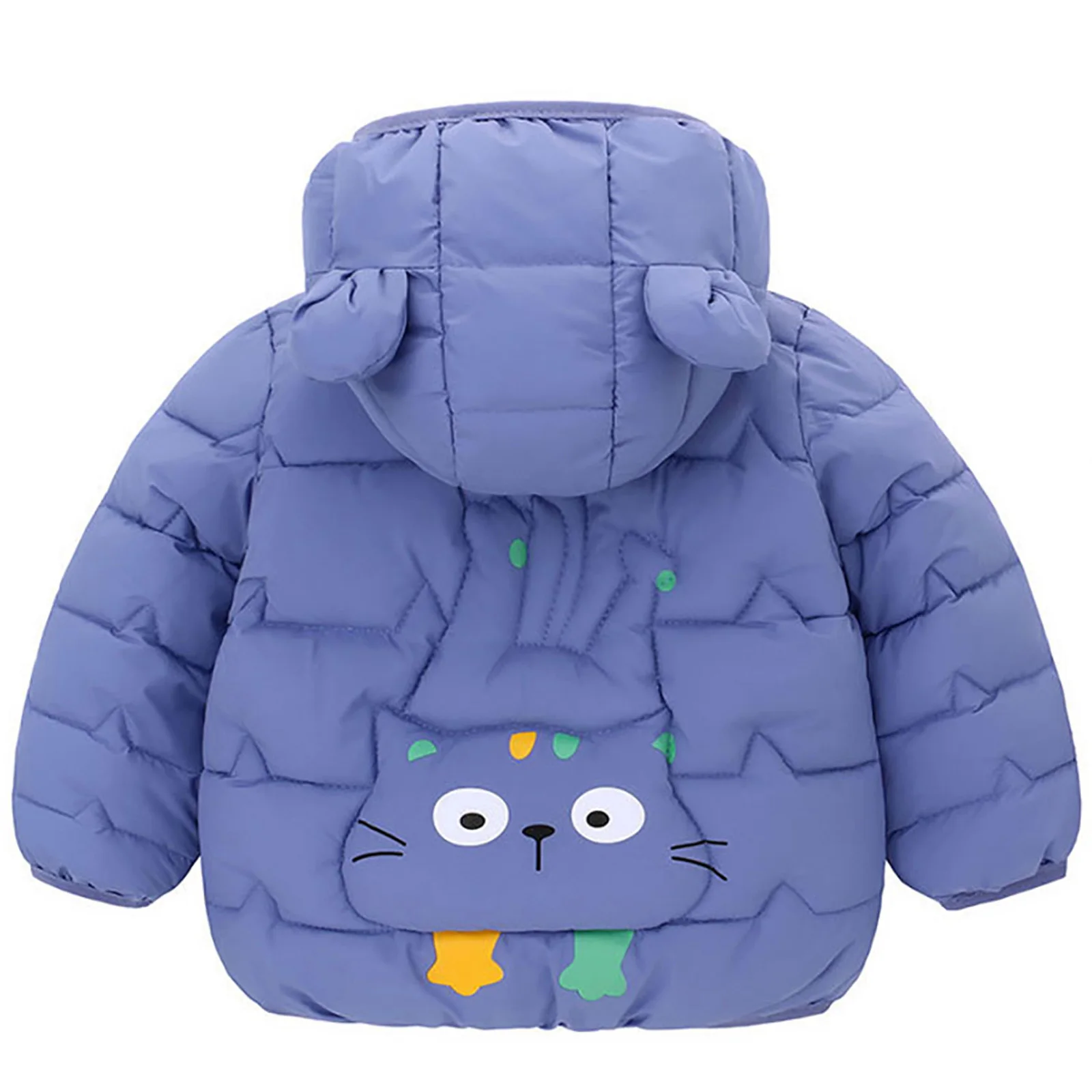   겨울 곰 귀 후드 패딩 재킷 따뜻한 긴 소매 고양이 패턴 지퍼 코트 아우터웨어 야외 일상 어린이 의류