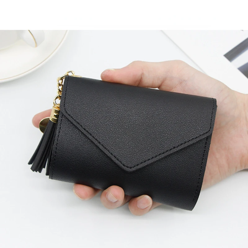 5PCS Women New Short Wallet Solid Color Fashion Thin Multi-card Money Clip PU Leather Bank Card Coin Collection Purse Wholesale