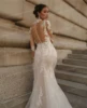 Luxury Mermaid Wedding Dresses Women's Sexy High Neck Appliques Long Sleeve Bridal Gowns Sweep Train Formal Vestidos Customized 4