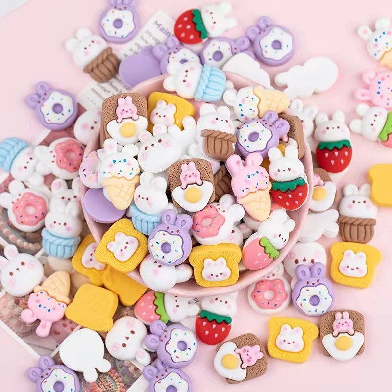 

10Pcs Kawaii Cartoon Resin Flatback Rabbits Series Kawaii Embellishments Accessories Decoration for Nail Art Phone Case