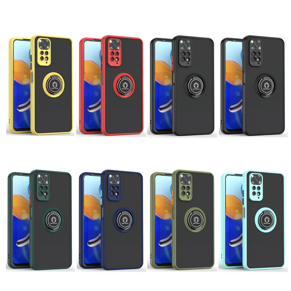 KEYSION Matte Case for Redmi Note 11 11S 11 Pro 5G Global Transparent Ring Shockproof Phone Back Cover for Redmi Note 11_voghion.com