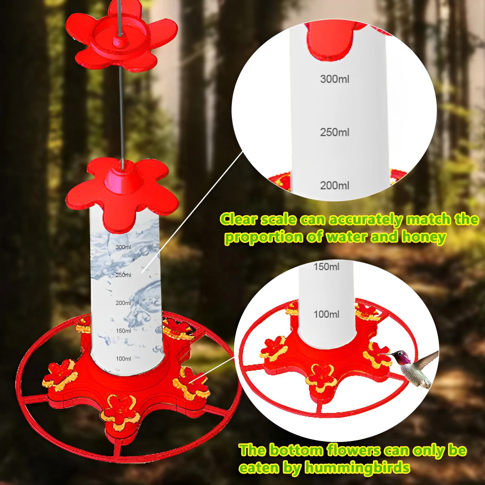 Hummingbird Water Feeder Hanging Hummingbird Bird Feeder Anti-ants Leakproof Easy To Clean Garden Birds Feeding Supply