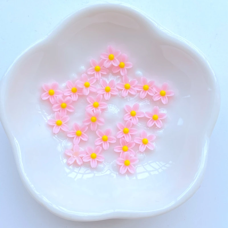 200 Stücke Neue Nette Mini 8mm Blume Flache Rückseite Harz Nagel Verbesserung Schmuck Handwerk Dekoration Zubehör – Detail 4