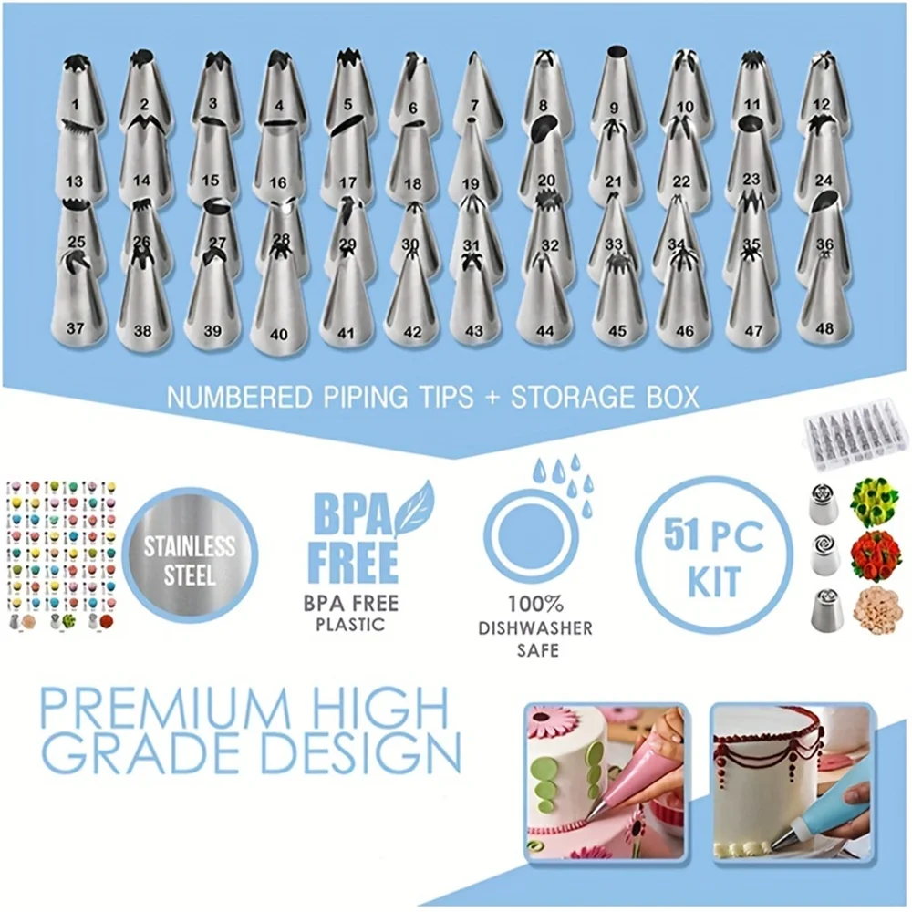 Cake Tools Cake Decorating Kit 207pcs Cake Decorating Tool Kit Including Cake Turnable Cale Lever Pipping Tips/ Bags Icing Spatulas Kitchen Accessories