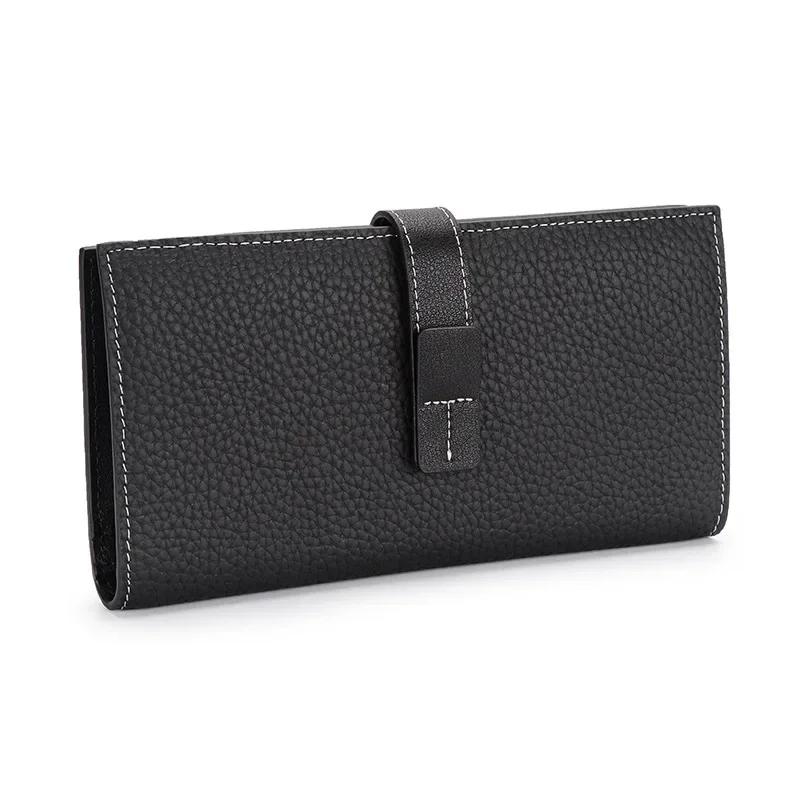 Genuine Leather Women's Purses Luxury Quality Cowhide Long Female Wallet Clutch Bag New Belt Travel Phone Card Holder Wallet