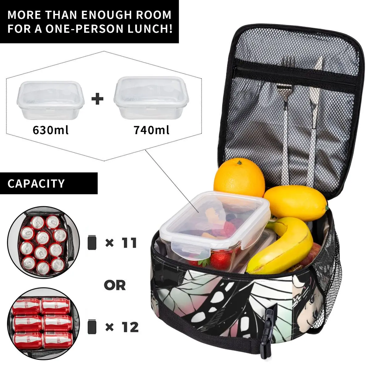 Lunch Bag Cooler Bag Shinobu Kochoo Demoned Slayered Insulated Lunch Bag Large Lunch Container Cooler Bag Tote Box School Food Storage Bags