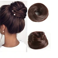 Perruque Updo synthétique facile à porter, Chignon lisse et élégant avec élastique, postiche queue de cheval en Fiber résistante à la chaleur 6