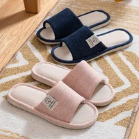 2024 Linen Home Slippers Soft Sole Silent Breathable Shoes in Spring Cotton and Linen Slippers for All Seasons Anti Slip Indoor 1