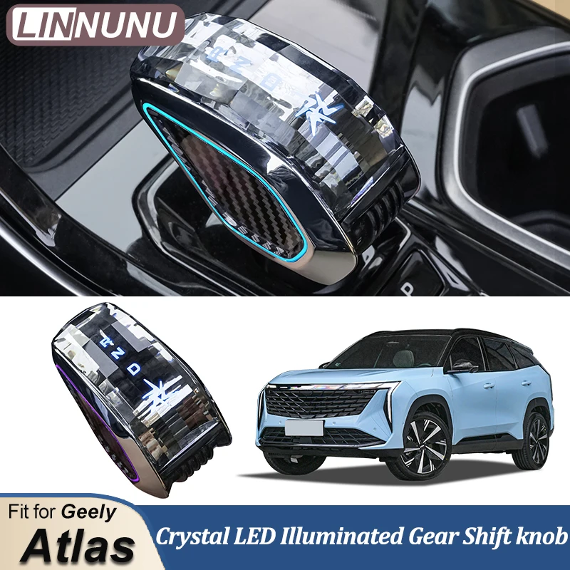 

LINNUNU Crystal Gear Shift Knob Lever Stick Handle fitfor Geely Boyue L Atlas II LED colorful Illuminated Gear Knobs Accessories