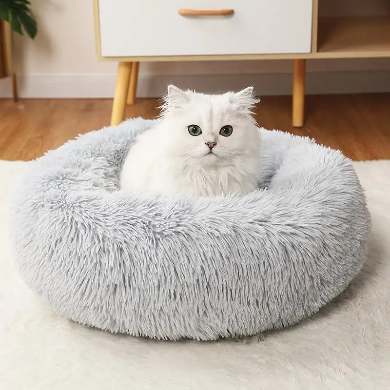 Супермягкая кровать для кошки плюшевый коврик домик Nesk кошек круглая подушка
